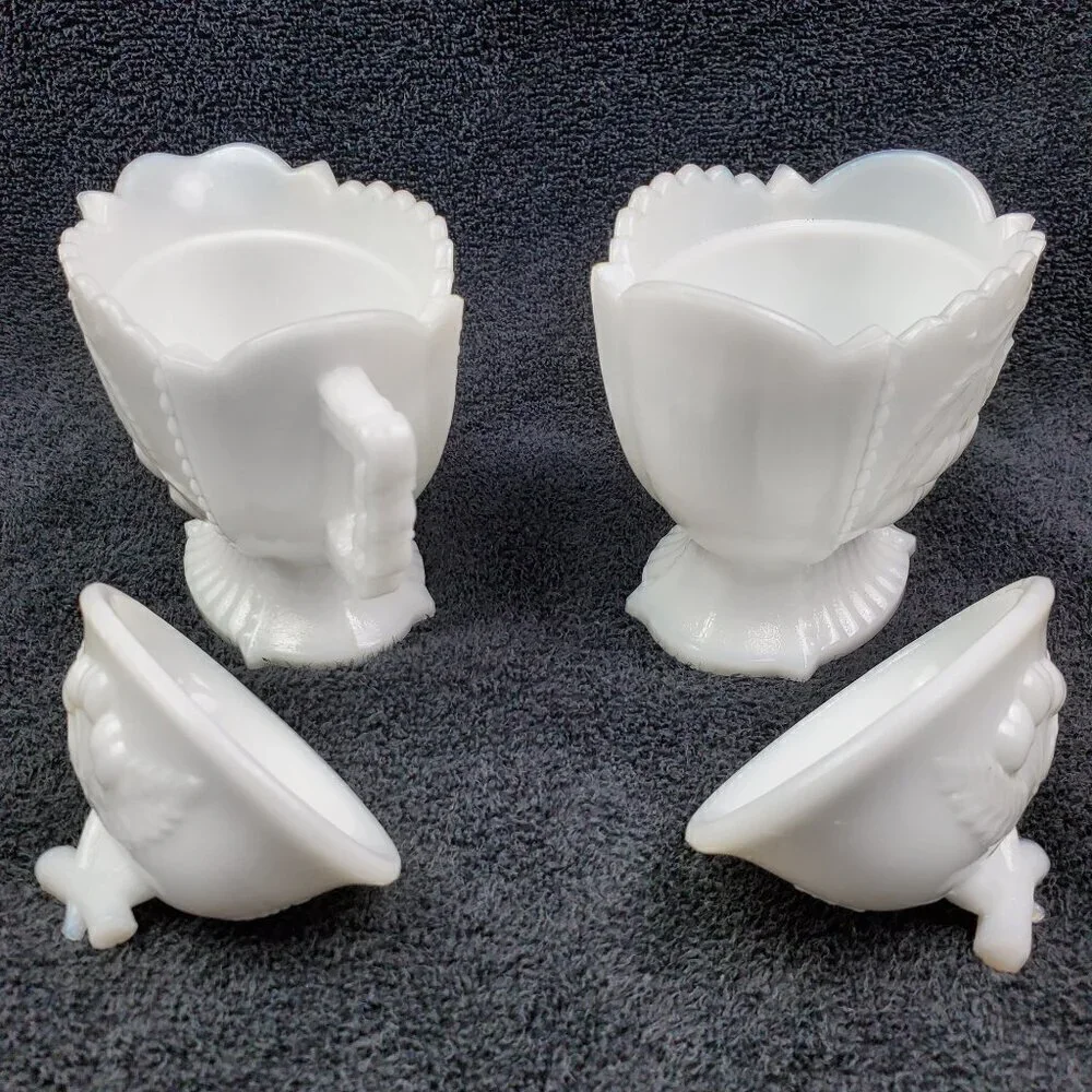 Westmoreland Milk Glass Creamer and Sugar Set Lidded Vintage “Cherry & Grape”